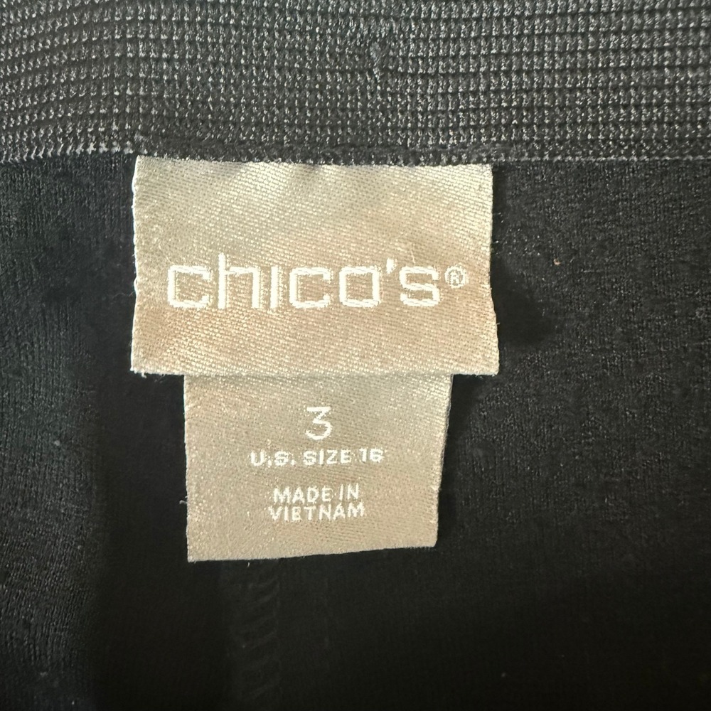 Chicos Pants 3 Women 16 Black Gold Geometric Chain Print Cropped Pull On Stretch - Picture 7 of 15